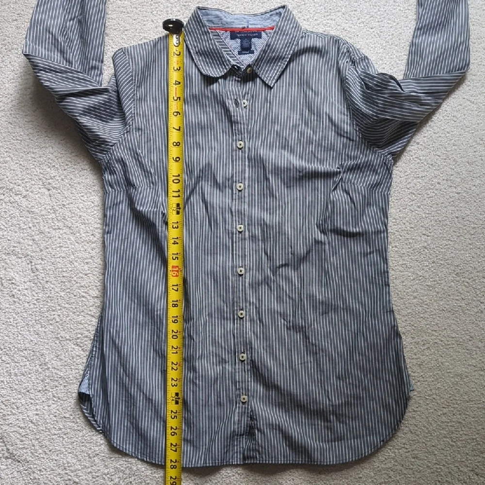 Tommy Hilfiger Grey and White Striped Button Down Shirt - Picture 9 of 11
